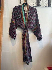 Upcycled Sari Robe - Short #D43