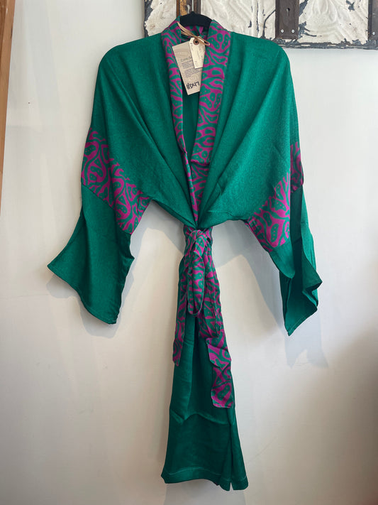 Upcycled Sari Robe - Short #D47
