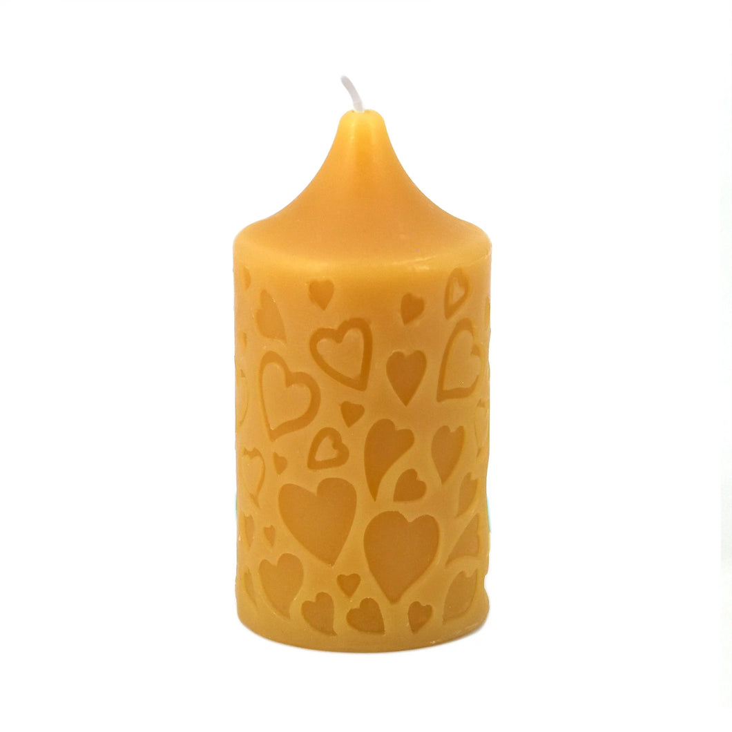Heart Pillar Beeswax Candle