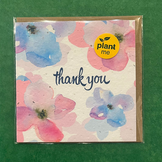 Okku Plantable Card - Thank You Watercolour Flowers