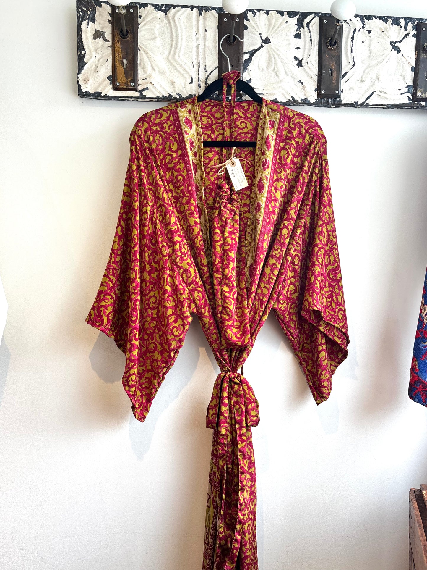 Upcycled Sari Robe Short Sleeve- #S7