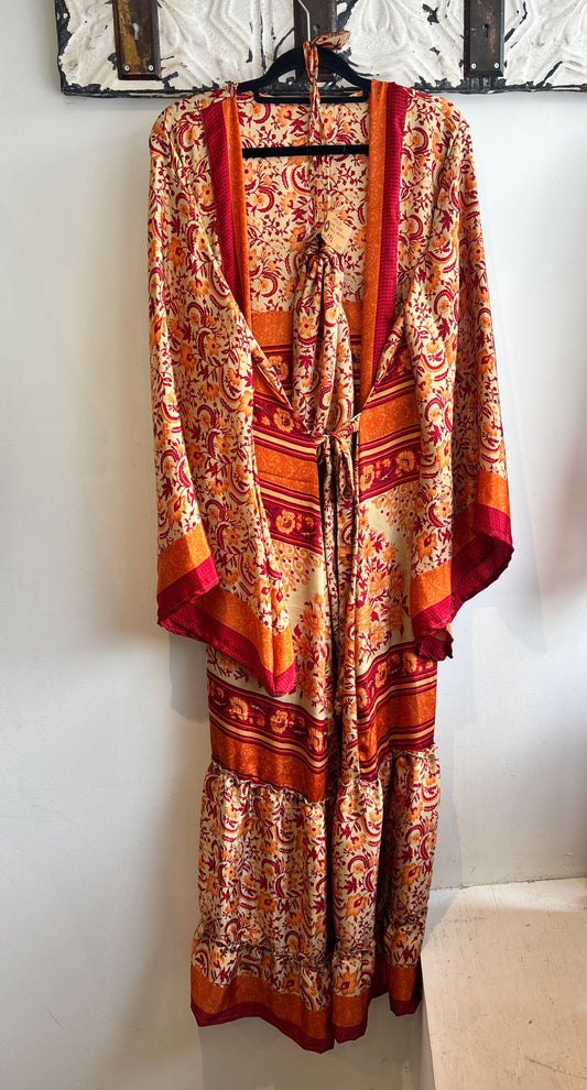 Upcycled Sari Robe- Frilled-Bottom #F1
