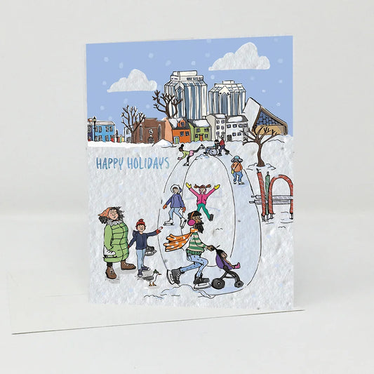 Jill & Jack Paper Plantable Card - Happy Holidays Skating Rink