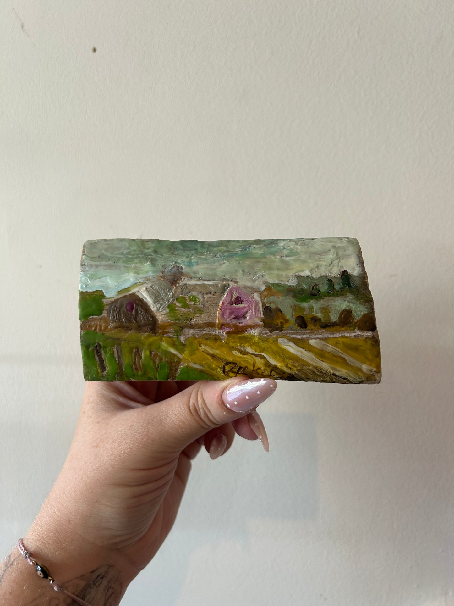 Leslie Becker Encaustic Beeswax Wood Painting