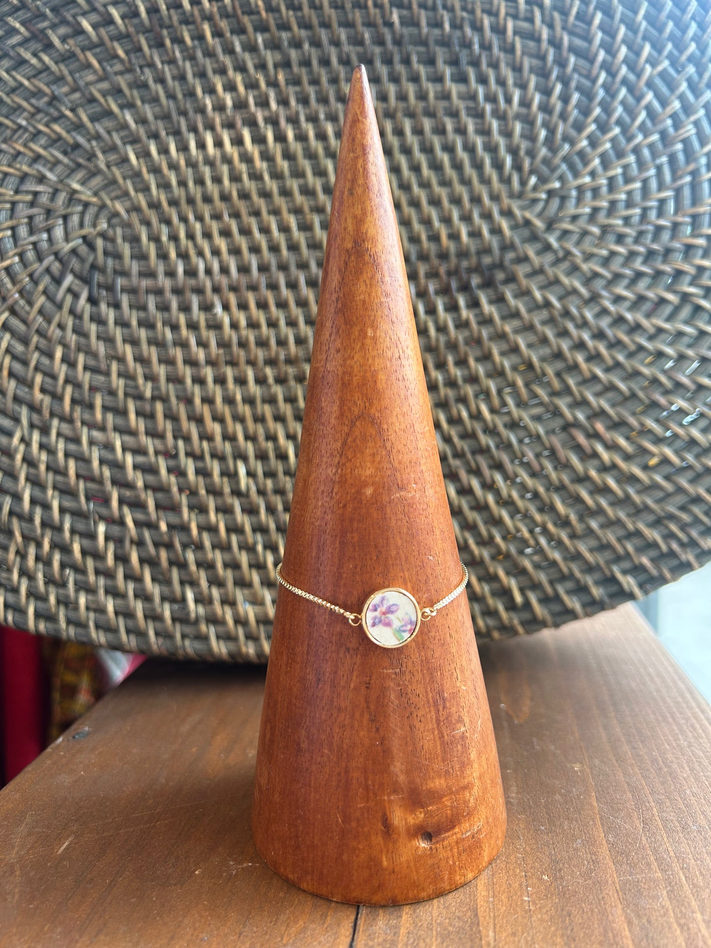 Upcycled Antique China Adjustable Bracelet