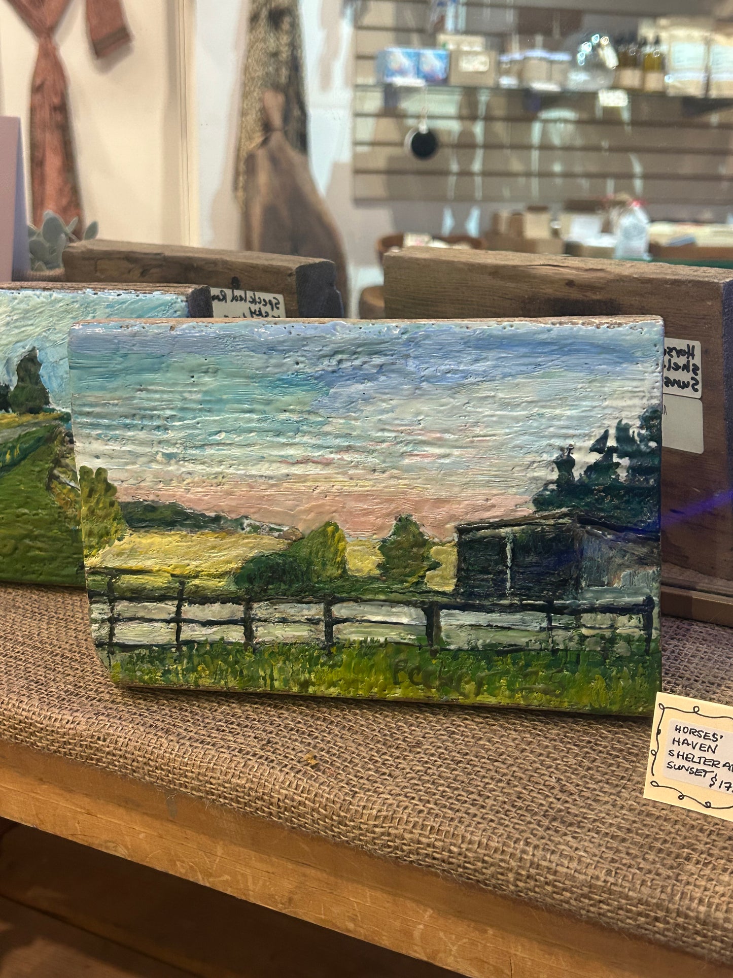 Leslie Becker Encaustic Beeswax Wood Painting