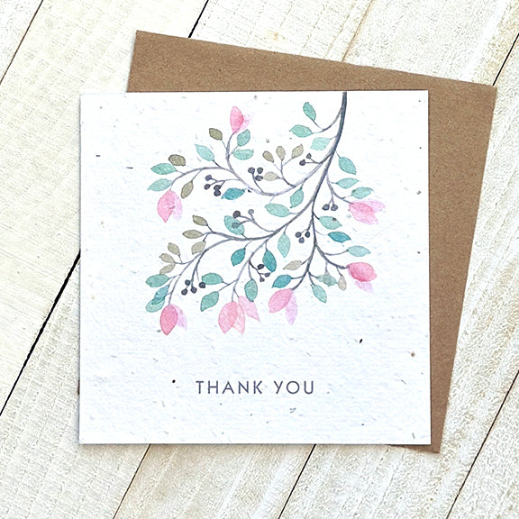 Okku Plantable Card - Thank You Flower Branch