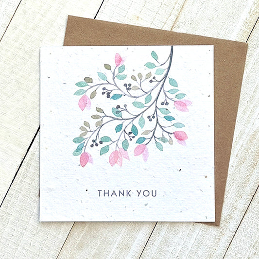 Okku Plantable Card - Thank You Flower Branch