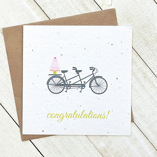 Okku Plantable Card - Congratulations Tandem Bike
