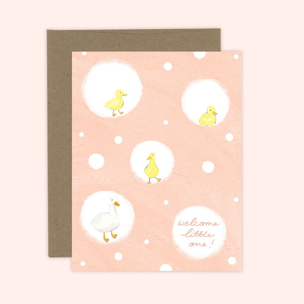 Almeida Illustrations Card - Welcome Little One Ducklings