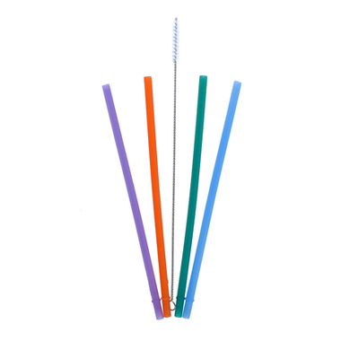 Colibri Silicone Straws 4-pack with cleaning brush