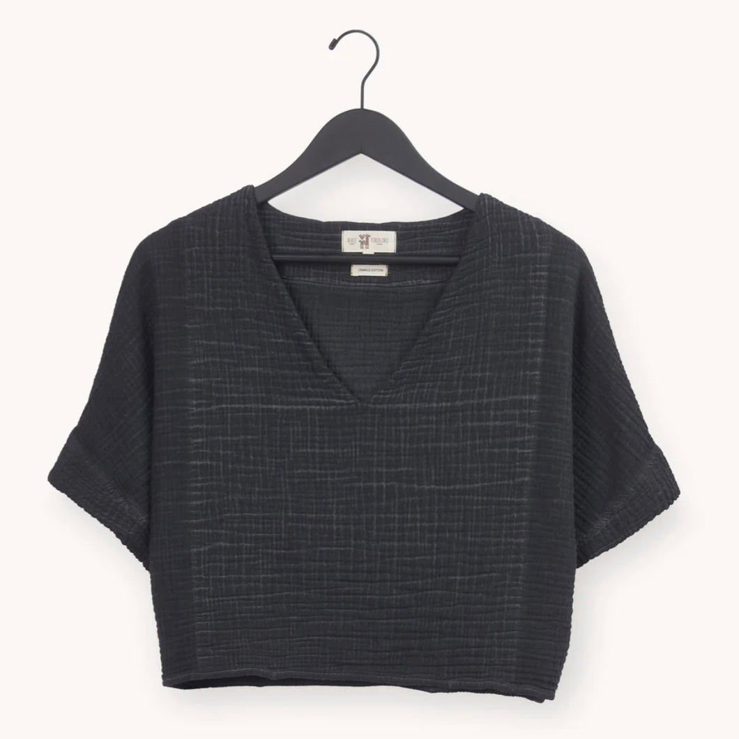 Pokoloko Crinkle V-Neck Crop Top
