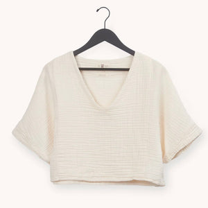 Pokoloko Crinkle V-Neck Crop Top