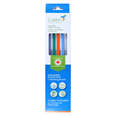Colibri Silicone Straws 4-pack with cleaning brush