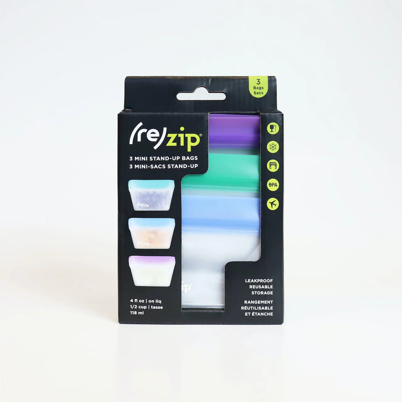 Re-Zip 4oz (1/2 Cup) Leakproof Reusable Storage Bag (3-Pack)