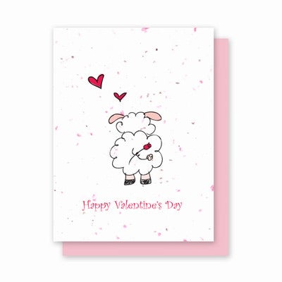 Green Field Paper Plantable Card - Valentine Sheep