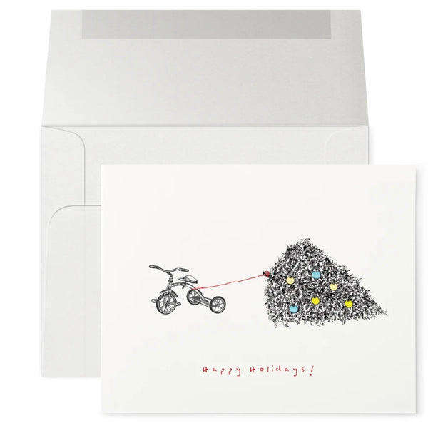Petits Mots Card - Bike & Christmas Tree