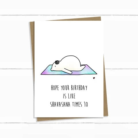 Baun Bon Card - Birthday Yoga Bear Shavasana Times 10