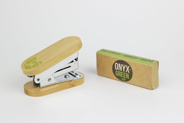 Onyx + Green Bamboo Mini Stapler
