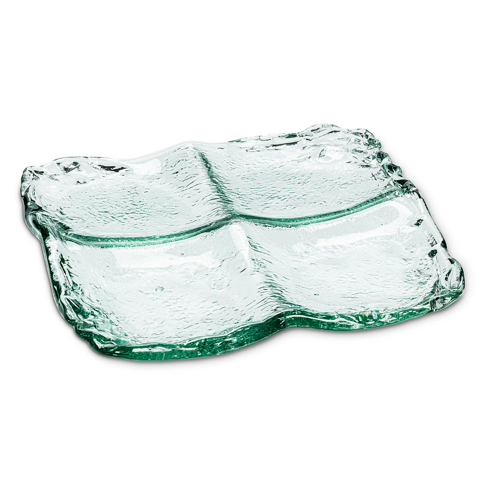 Abbott Recycled Glass Low 4-Section Tray