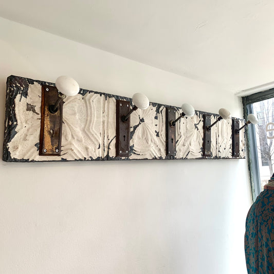 Reclaimed Tin 5-knob Coat Rack