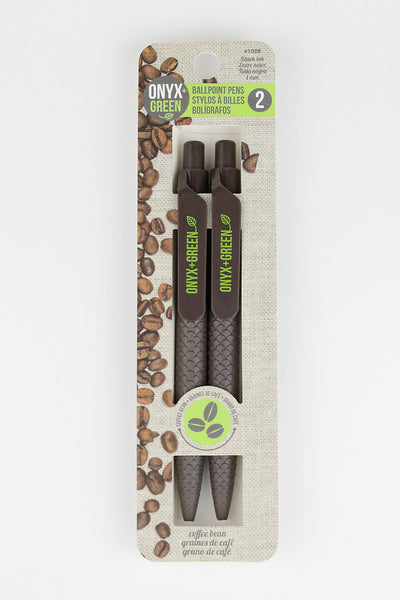 Onyx + Green Coffee Bean Ballpoint Pens