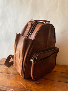 Brown leather on sale mini backpack purse