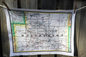 Vintage Map Linen Tea Towel
