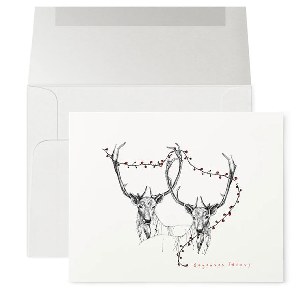Petits Mots Card - Deer With Lights (Holiday)