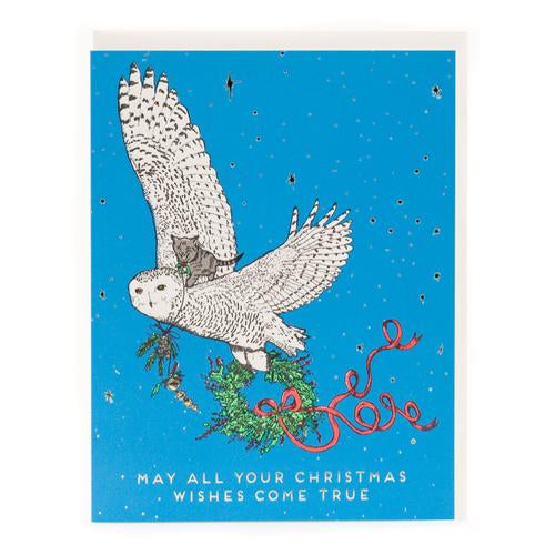 Porchlight Press Card - Christmas Owl & Kitty