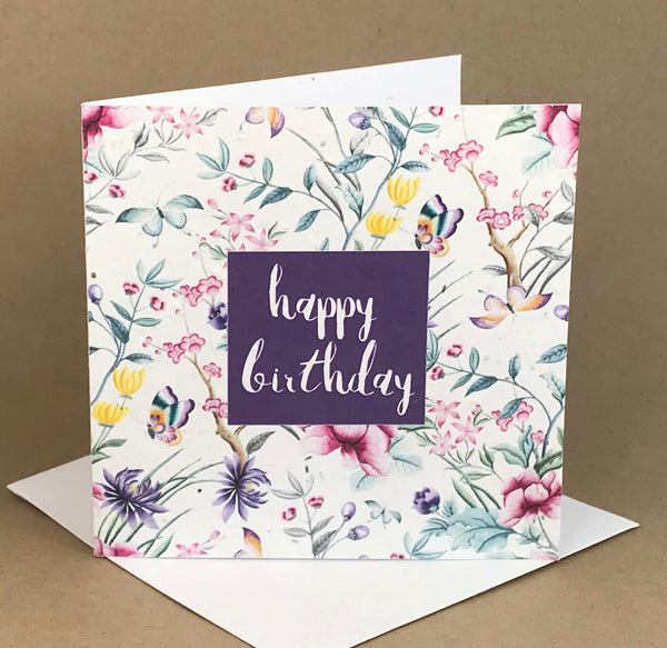 Okku Plantable Card - Wildflowers & Butterflies Birthday
