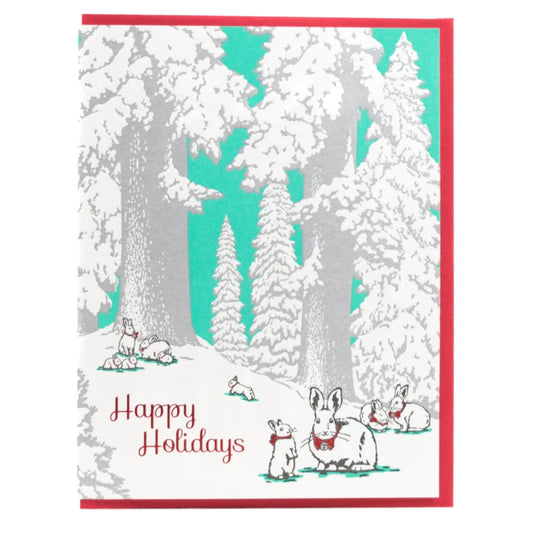 Porchlight Press Card - Winter Forest Bunnies